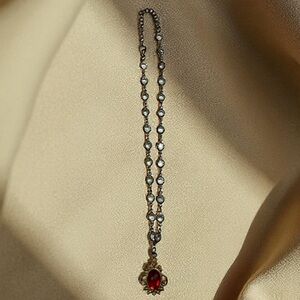 Vintage Red and Silver Pendant Necklace